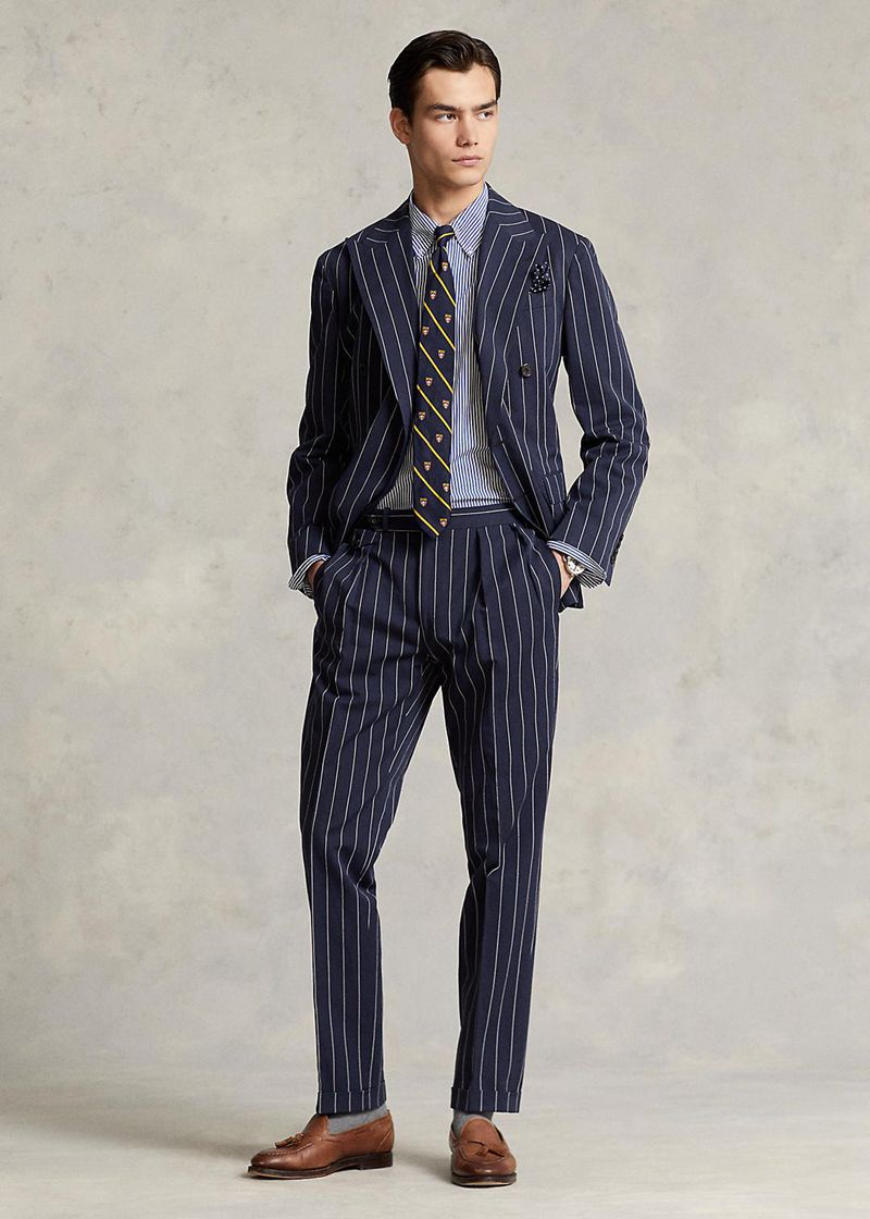 ポロ ラルフ ローレン パンツ メンズ ネイビー Pleated ストライプd Twill Suit JMOWI0894